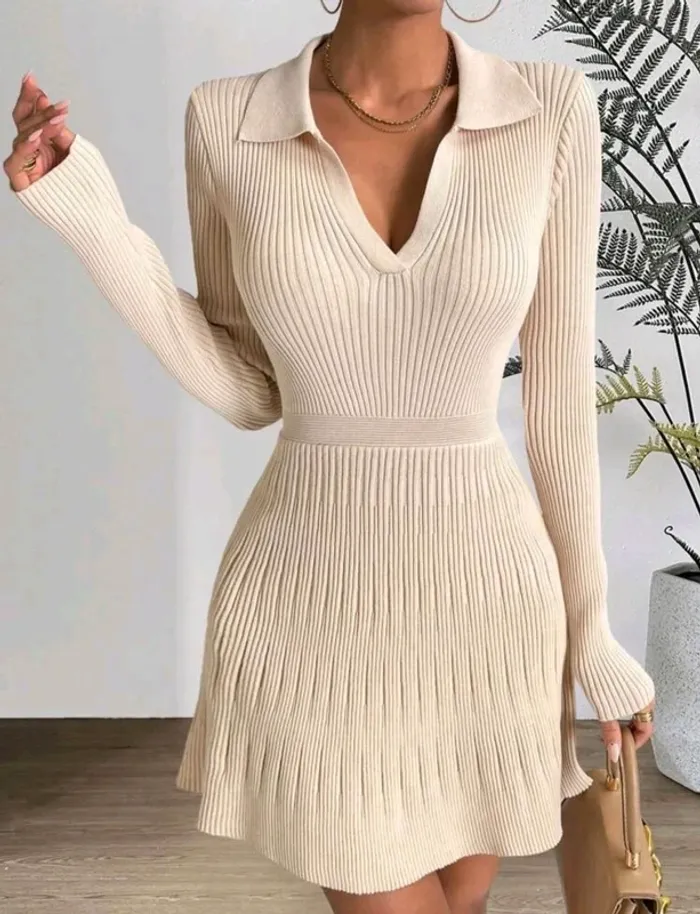 Robe écru nude côtelé shein 38 neuf - photo numéro 6