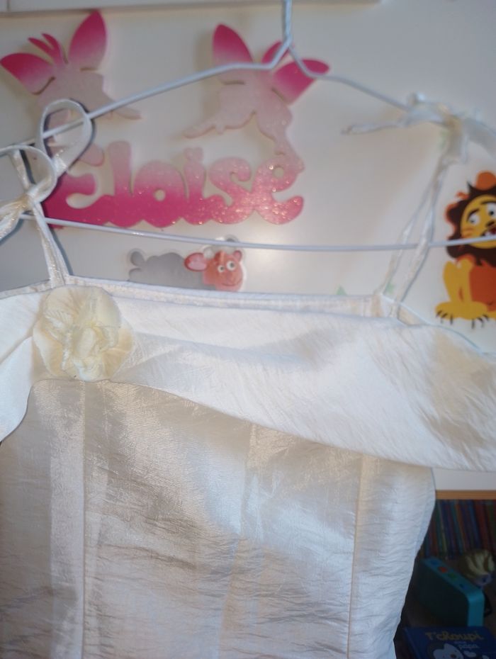 Robe écru fines bretelles avec fleurs 10 ans - photo numéro 5