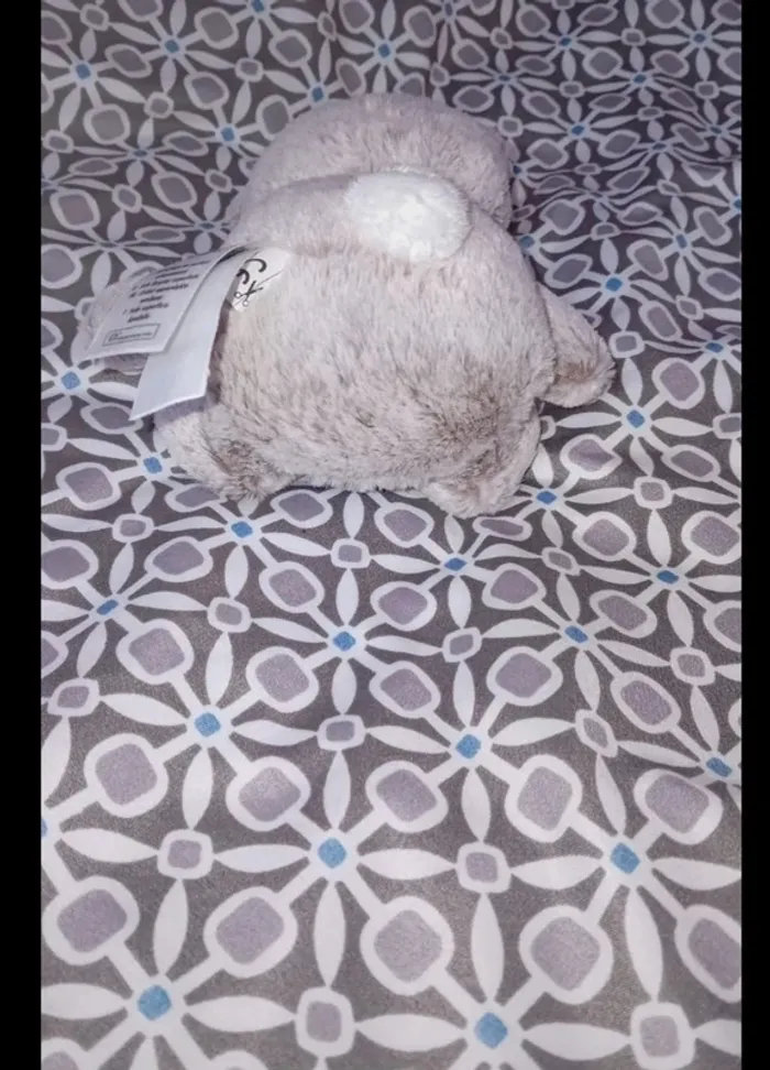 Petit doudou ourson gris et blanc, naissance, TEX, neuf - photo numéro 3