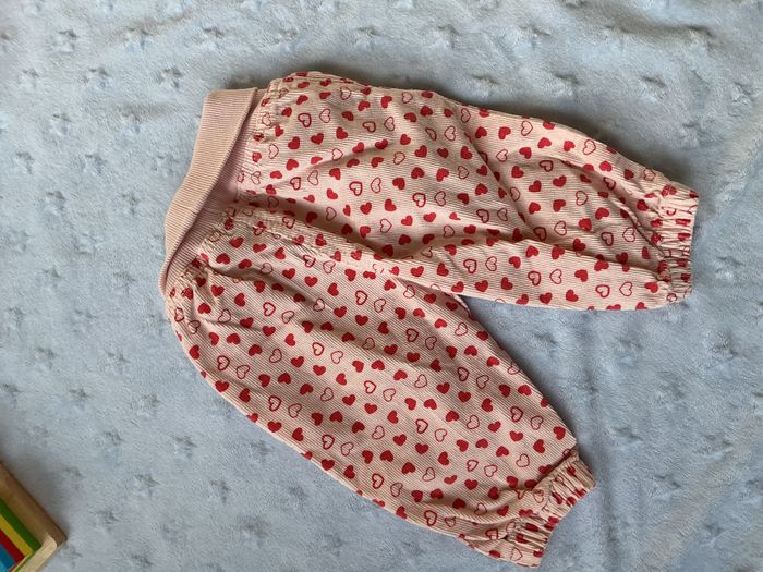 pantalon velours rose motifs coeurs fuchsia taille élastique lupilu 3/6 mois - photo numéro 8