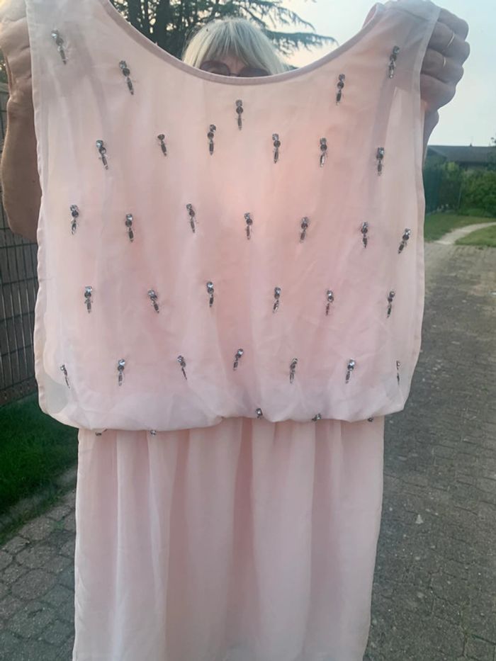 Robe soirée été habillée rose avec strass - photo numéro 2