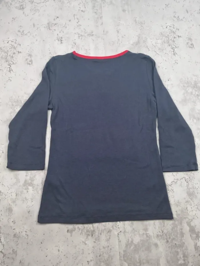 Haut manches 3/4 Tommy Hilfiger marine avec cordon – Taille M Femme - photo numéro 4