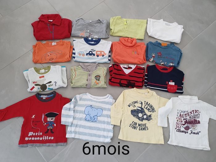 Lot de t-shirts manches longues 6 mois