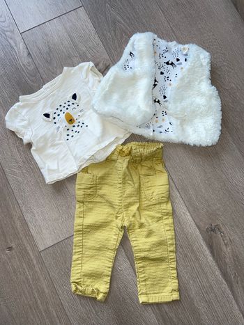 Ensemble pantalon + tee shirt + veste sans manches 3 mois Tape à l’Oeil