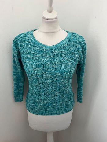 Pull fin torsadé turquoise H&M S comme neuf