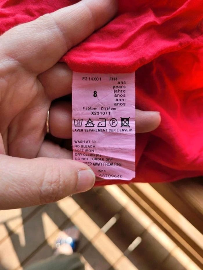 Superbe robe d'été coton IKKS rouge à motifs, 8 ans - photo numéro 11