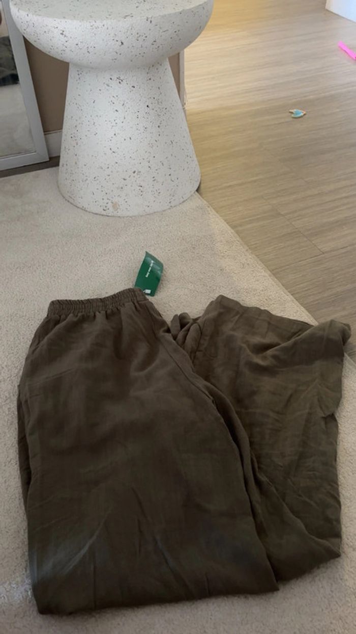 Pantalon fluide large été kaki - photo numéro 5