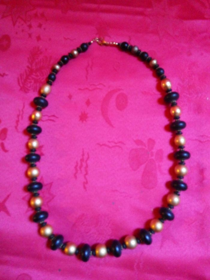 Faby27800 Collier fantaisie noir et or longueur 65 cm - photo numéro 3