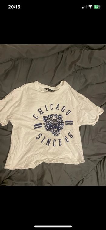 👕T-shirt enfant blanc imprimé Chicago  – Style vintage oversize XS/S
