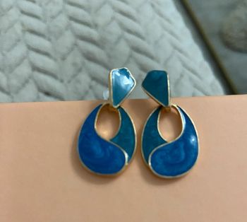 🌼Boucles d’oreilles bleu marbré🌼