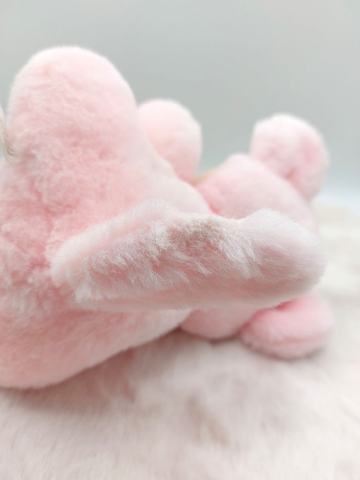 Vintage Peluche ancien doudou singe rose Geoffrey Toys are Us 1989 bavoir baby 23 cm - photo numéro 9