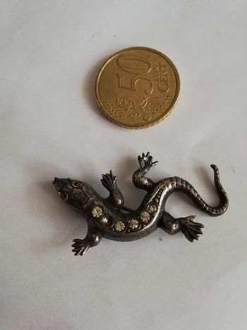 Magnifique broche ancienne lézard
