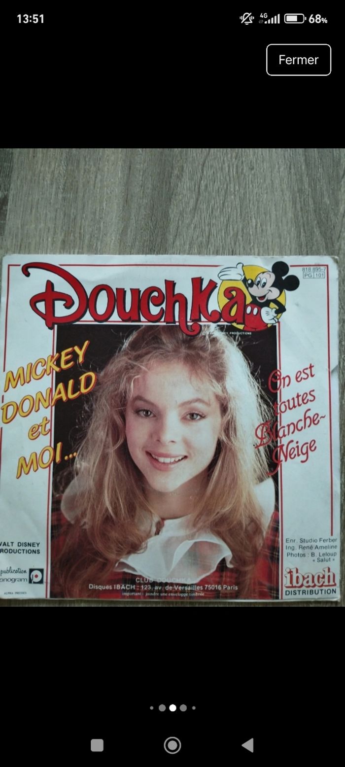 Vinyle 45 tours Douchka (Disney, 2 titres)