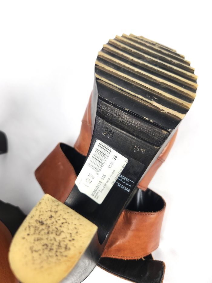 Sandales Sisley Femme Cuir Marron Plateformes Compensées Taille 38 - photo numéro 7
