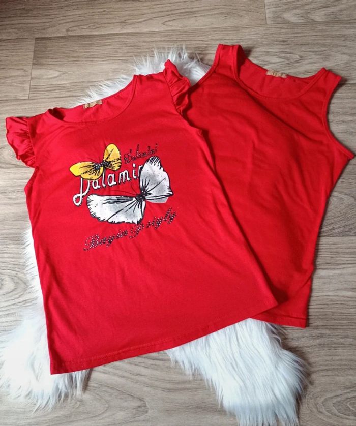 Lot débardeur rouge fille