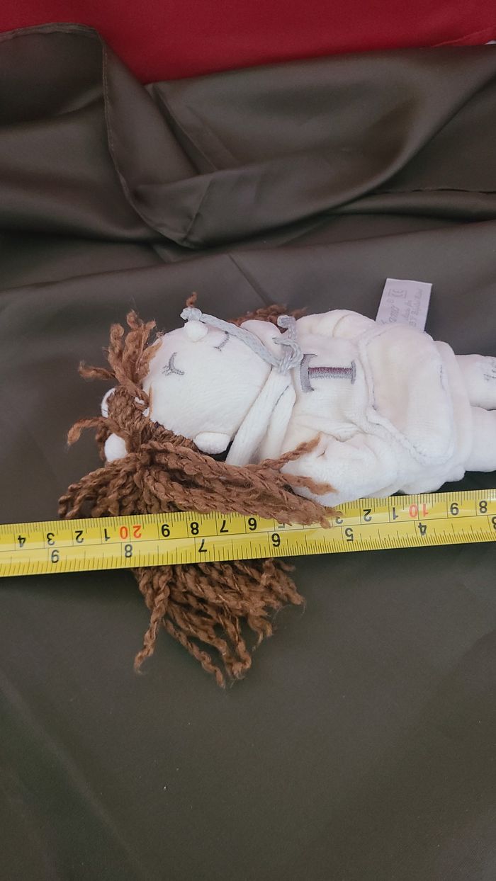 Doudou poupée blanc gris nattes TIAMO COLLECTION - photo numéro 2