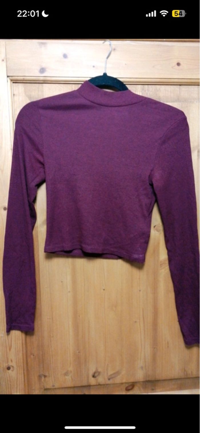 Pull court manches longues prune h&m