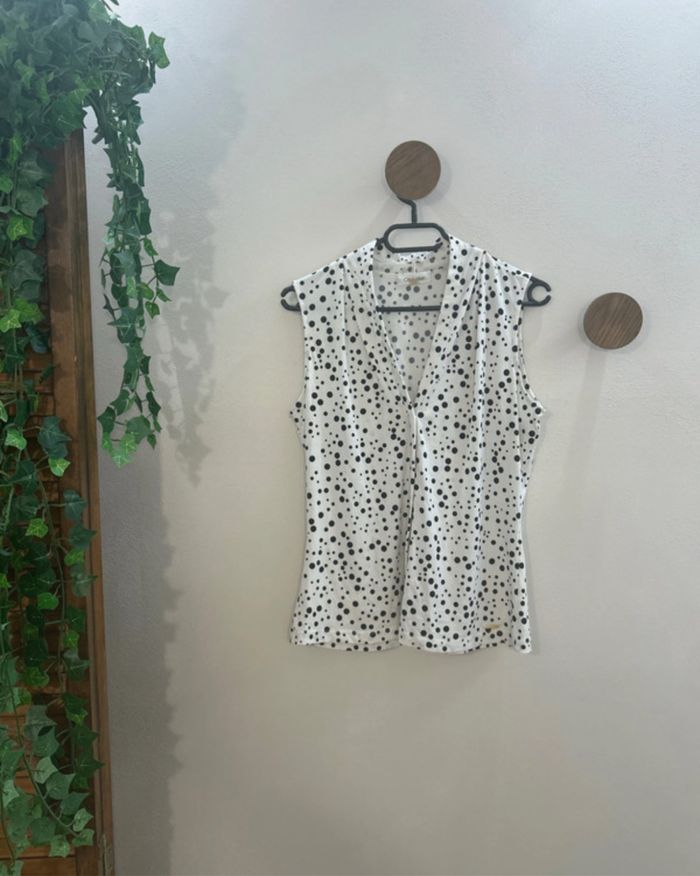 Blouse chemisier blanc à pois Calvin Klein