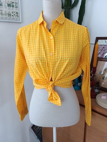 Chemise vintage à carreaux jaune orange taille 36