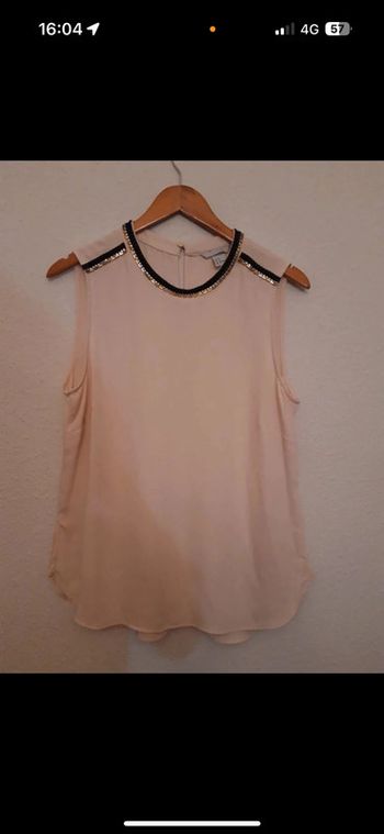 Blouse  H & M taille xl rose  poudré empiècement or et argent