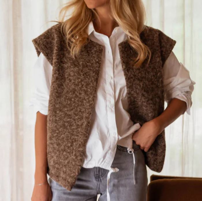 Gilet - Marron - Sans Manches- Décontracté - Cocooning - Automne
