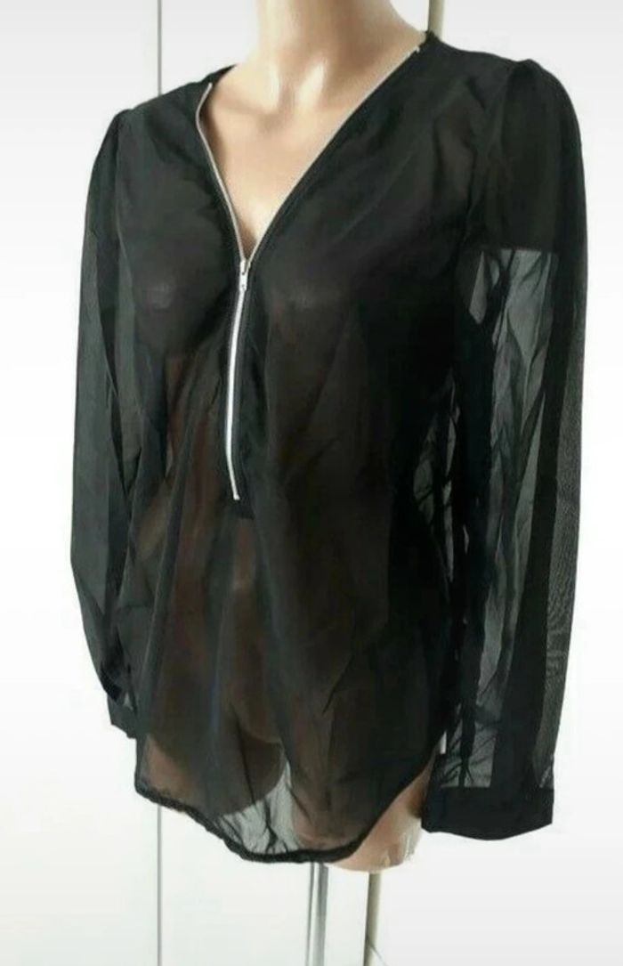 Très belle blouse voile noir T: 36/ 38 neuve - photo numéro 3