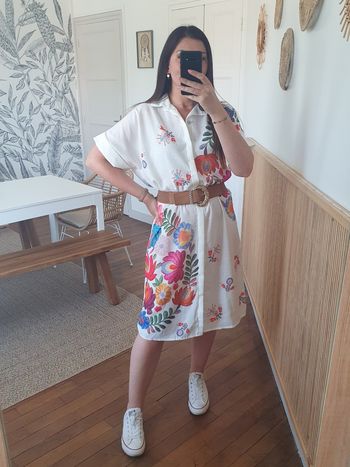 Robe droite Menton fleurs multicolores Taille unique