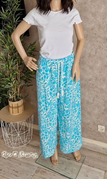 Pantalon de pyjama bleu crème