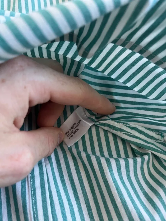 Chemise Polo Ralph Lauren Rayée Vert & Blanc – Taille S - photo numéro 4