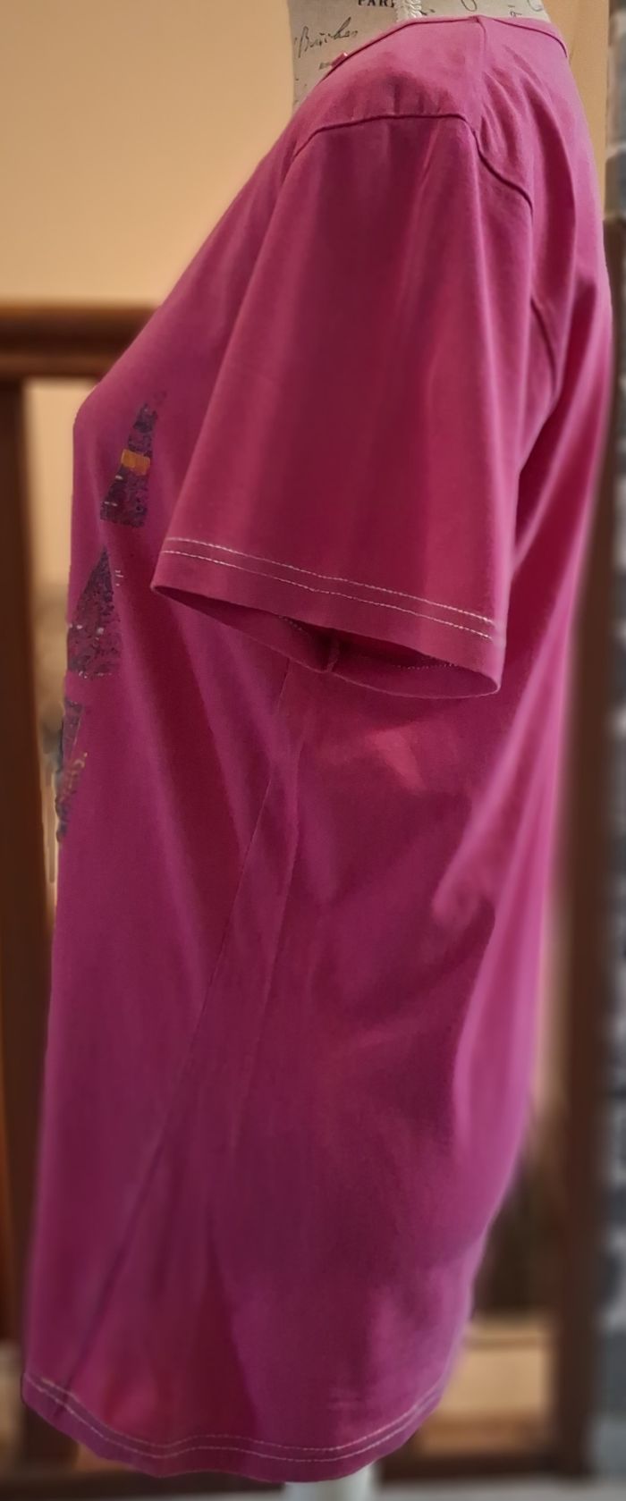 Tee-shirt fuschia imprimé New York - photo numéro 4