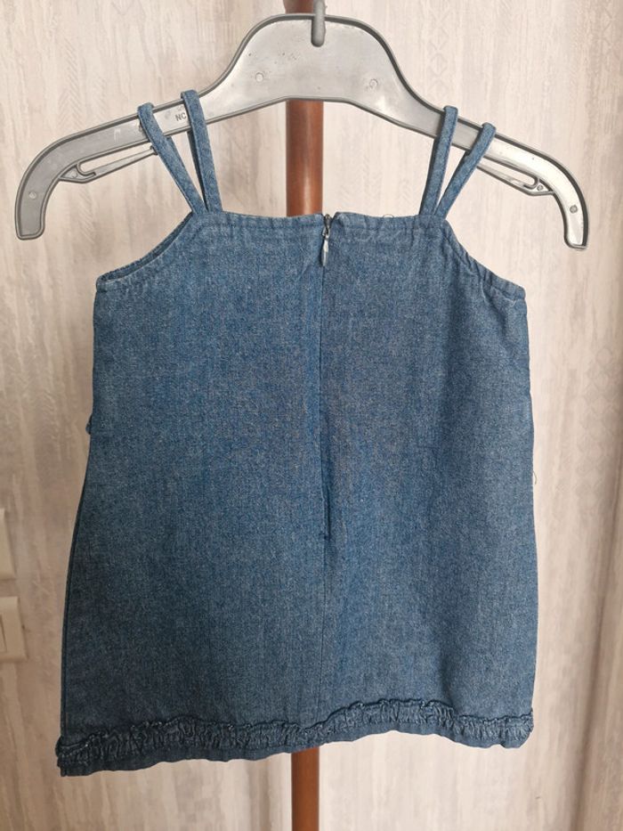 Robe zippée à bretelles bébé fille 6 mois In Extenso bleu coton - photo numéro 5