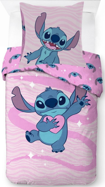 Parure de lit simple Stitch - 1 housse de couette + 1 taie d'oreiller - 100% coton