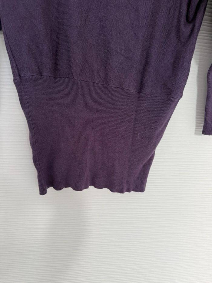 Haut pull d’hiver long violet foncé manches bouffantes - photo numéro 5