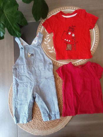 🐼 Lot salopette et tee-shirts taille 6mois