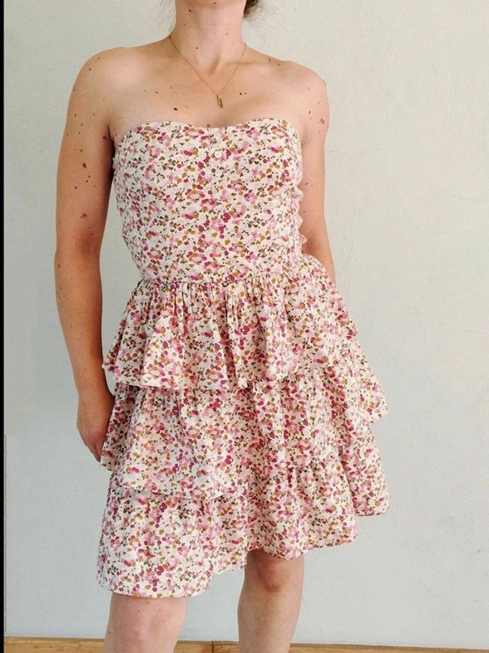 Robe bustier fleurie - Pimkie - Vintage  S = 34 - Très Bon État