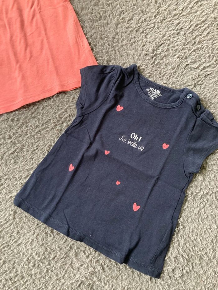Lot de 2 tee-shirts MC 12 mois - photo numéro 2