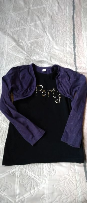 Tee-shirt boléro 2 en 1 de fête noir violet fille 7 ans zeeman