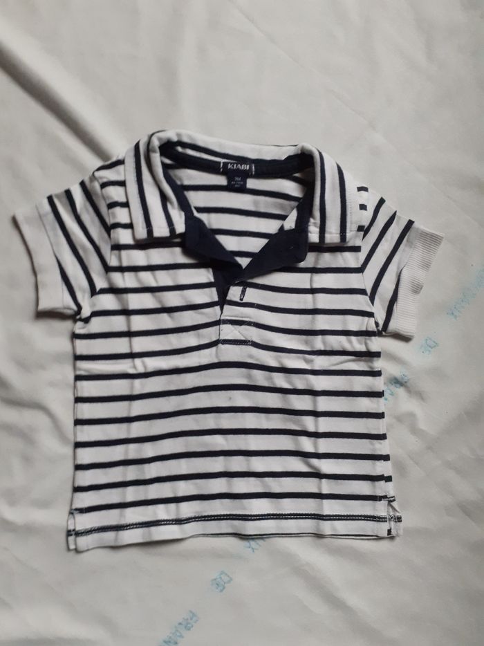 Tee shirt rayé marine col chemise