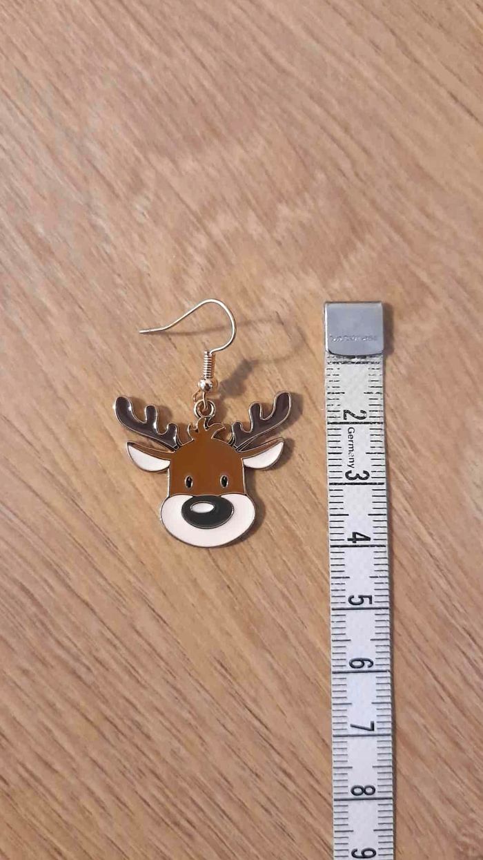 Bijoux Noël | Boucles d’Oreilles neuves Renne de Noël - photo numéro 3