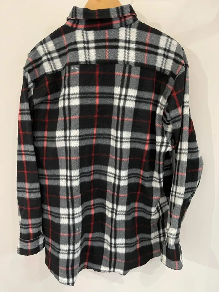 Lumberjack Flannel Plaid Polaire shirt chemise black white red Mens XL - photo numéro 6