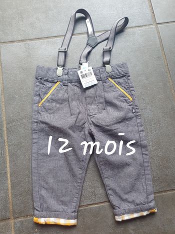 Pantalon bretelles bébé 12 mois