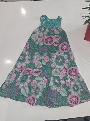 Robe à fleurs avec détail dentelle Vert Baudet
