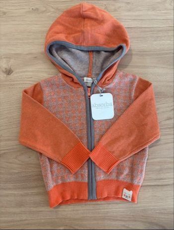 Gilet bébé Absorba 12 mois 74 cm neuf étiquette capuche coton