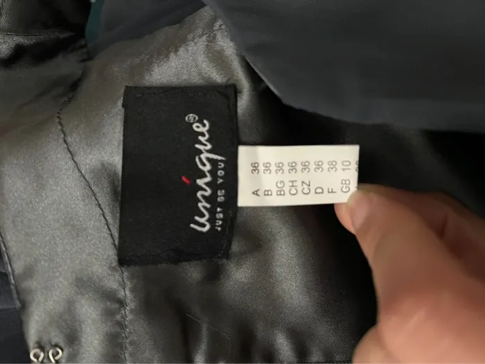 Robe longue fluide avec fente bleu-gris Unique - photo numéro 8