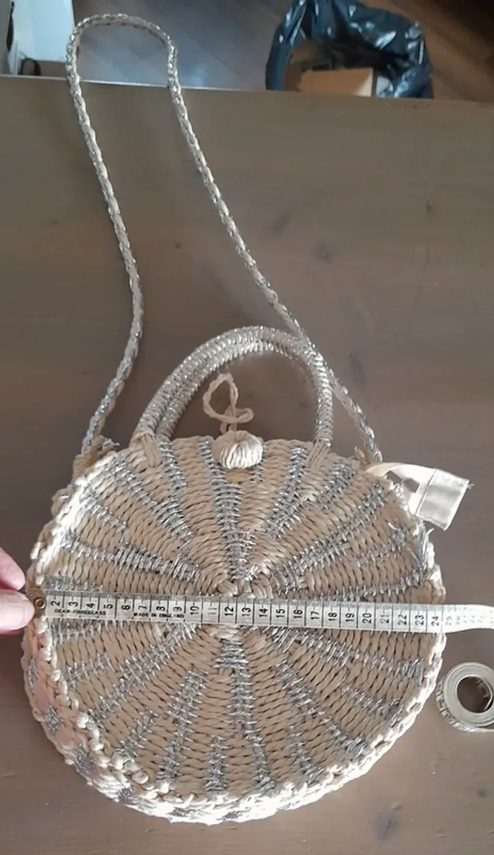 Sac bohème chic en paille/osier détails argentés - photo numéro 7