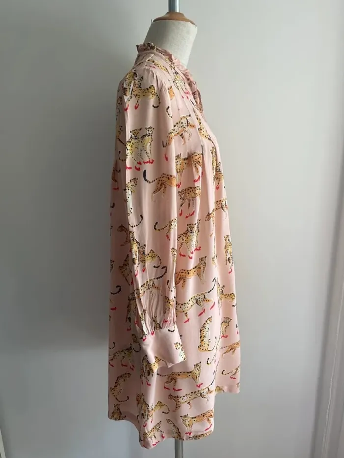 Robe Pinko au motif léopard rose, taille 36 - photo numéro 3