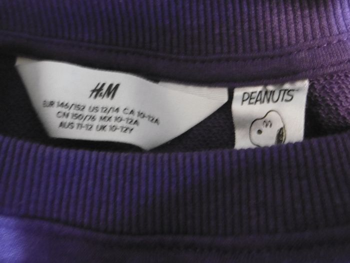 h&m sweat court peanuts couleur violet T 10 12 ans ou 34 - photo numéro 2