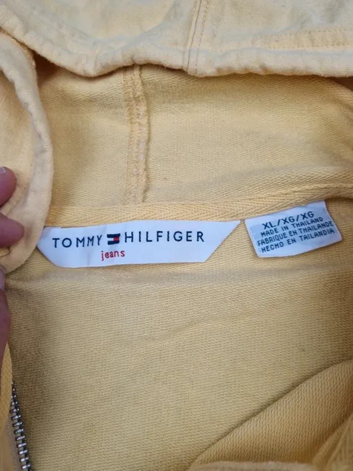 Sweat zippé à capuche Tommy Hilfiger jaune XL Femmes (mesures en photos) - photo numéro 7
