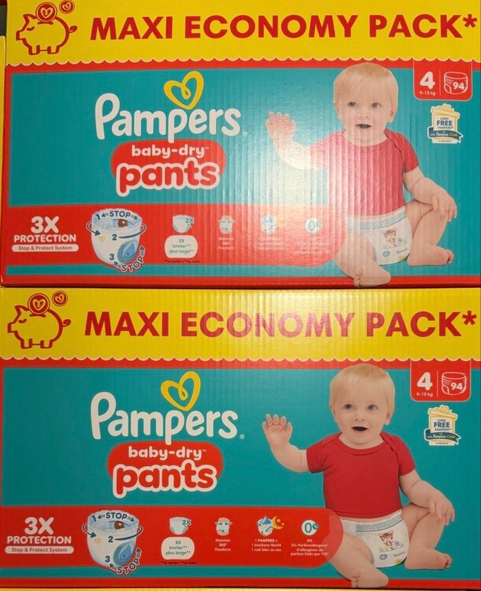 2 cartons couches Pampers baby dry pants taille 4