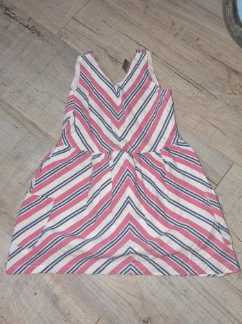 Robe été blanc rose fille 24 mois